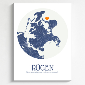 Personaliseer jouw Rügen poster: kringvorm, maritime kleuren en unieke markering!