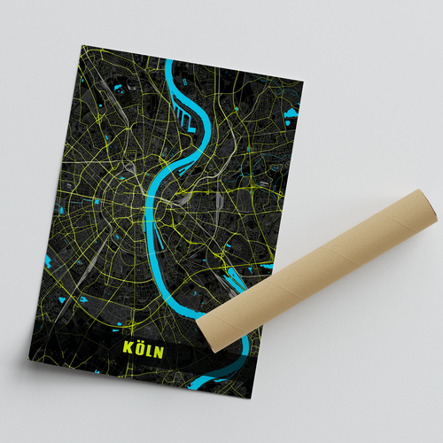 Ontwerp je eigen neon-stijl City-Map van Keulen – Maak het persoonlijk!