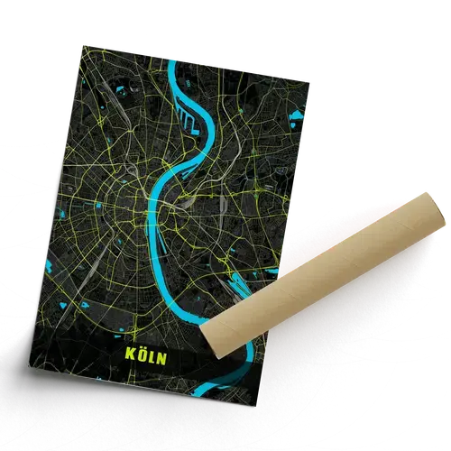 Köln in Neon-Nacht-Farbe