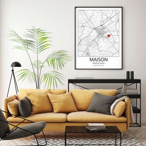 Affiche Personnalisée Maison avec Marqueur – Affichez Votre Lieu Précieux