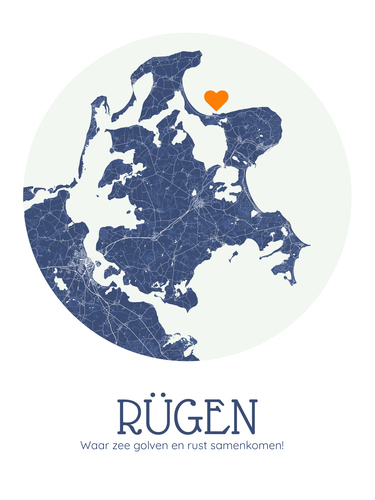 Personaliseer jouw Rügen poster: kringvorm, maritime kleuren en unieke markering!