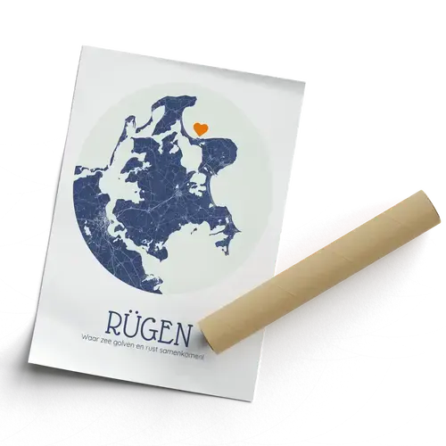 Ronde Kaart van Rügen met Maritiem Design