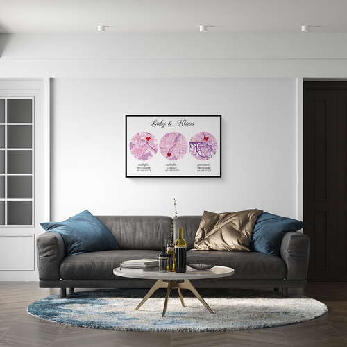 Creëer jouw unieke roze stadkaart: verliefd, verloofd, getrouwd!